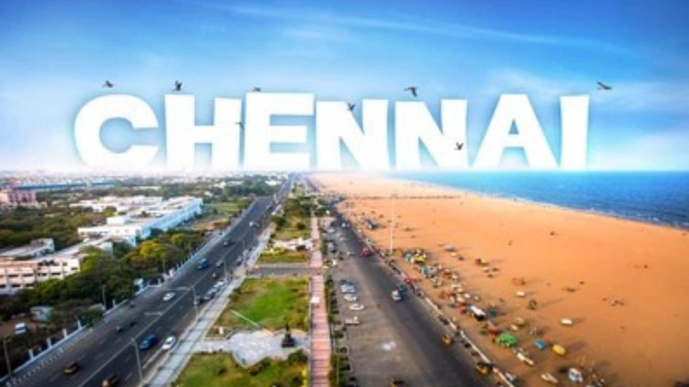 An aerial shot of Marina Beach and the Chennai skyline – great for Madurai to Chennai cab deals and rides.