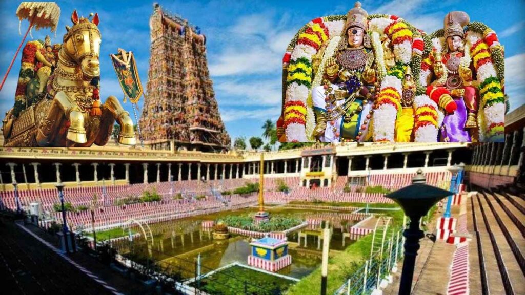 The Madurai Meenakshi Temple, with its tank, golden horse, and beautifully decorated gods, is a must-see on any cab tour of Madurai.